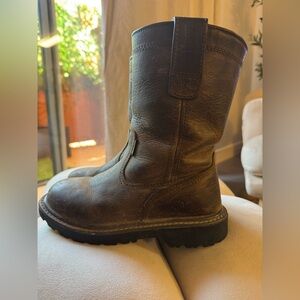 Rugged Pull-On  Leather Waterproof Work Boots Outdoorsy